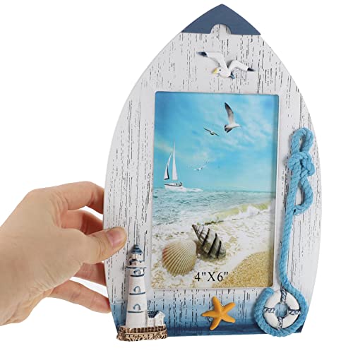 Homsfou Rustic Picture Frame Nautical Photo Frame Mediterranean Coastal Photo Frame Creative Photo Holder Beach Themed Home Coffee Shop Decoration #TOP3