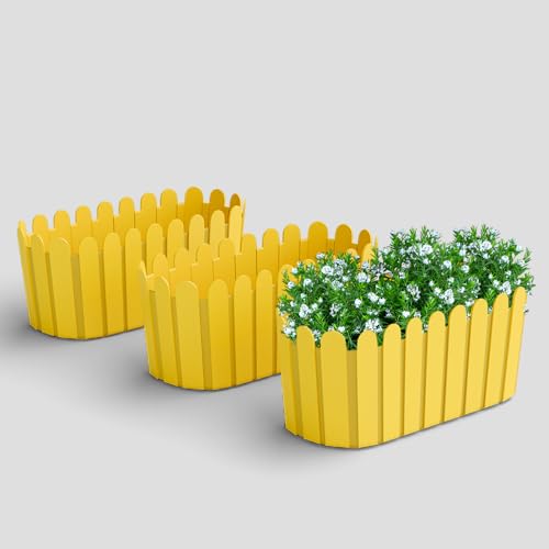 Image of YUCCABE ITALIA SHERA Fence-TRA 14 INCH Plastic Flower Pot Suitable for Inddor Outdoor Kitchen Garden