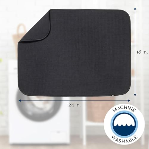 BW&HM Abtropfmatte Schwarz XL 60 x 45 CM Mikrofaser Abtropfmatte Geschirr Spüle Faltbar Saugstark Schnelltrocknende – Ansicht 4