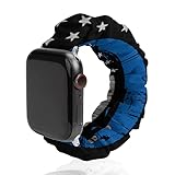 Thin Blue Line Police Law Enforcement Compatible with Apple Watch Band Scrunchie Elastic Band for iWatch Series SE 6 5 4 3 2 1 & 38mm 40mm