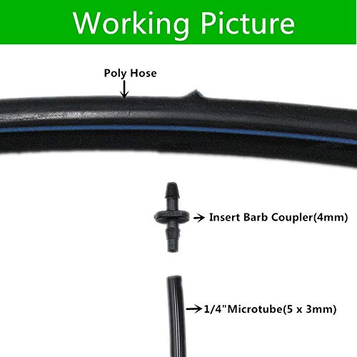 Pentole Pianta 500PCS Inserire Barb accoppiatore 4 mm for 1/4 inch MicroTubing Raccordi Micro irrigazione a Goccia Raccordi per Tutte Le Piante da casa, i Fiori, Le Erbe