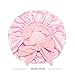 Satin Silk Bonnet Hair Cap: 2pcs Bonnets For Kids with Elastic Tie Band Adjustable Straps for Sleeping Sleep Comfortable - Stretchy Tie Band Hair Bonnets No Slip-Off (Black+Pink-K)