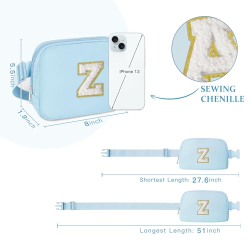 Image of COSHAYSOO Blue Fanny Pack for Girls Purse Crossbody Belt Bag with Initials, Personalized 6 7 8 9 10 11 12 Year Old Teen Girl Birthday Gift Ideas Christmas Gifts Preteen Tween Trendy Stuff Letter Z