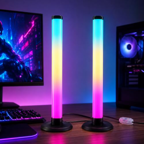 Image of One94Store RGB LED Gaming Light Bars (2 PCS) | Smart Ambient Lights with App, Remote & Button Control | Music Sync | Dimmable Color Changing Light for TV, PC, Gaming Room, Bedroom & Party Decor