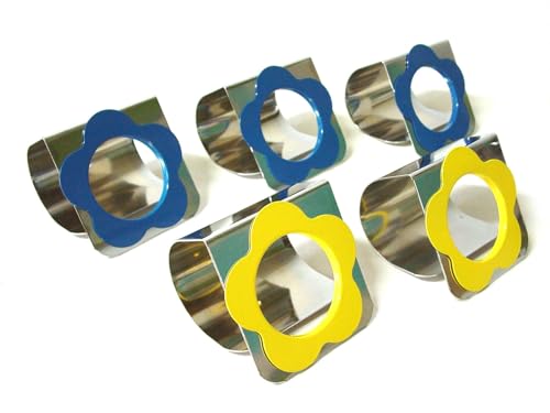 WH WORKING HOUSE Set 5 SERVILLETEROS SERVILLETAS Individual Grandes Flor Margarita Variado Azul Amarillo