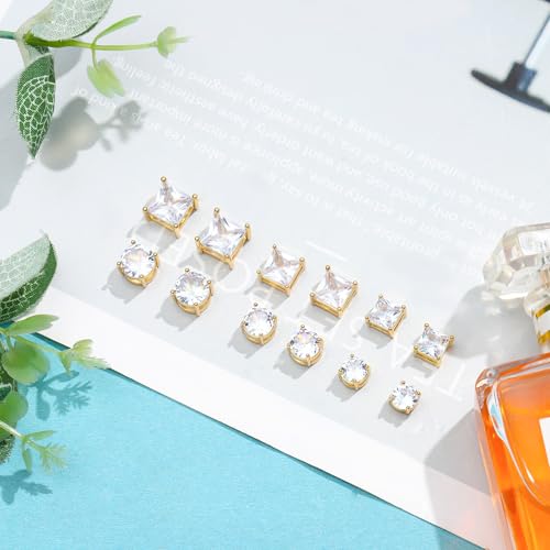 NEWITIN 6 Pairs Stainless Steel Magnetic Stud Earrings for Men Clip on Earring Magnetic Earring Inlaid Cubic Zirconia Unisex Non Piercing Magnet Studs 6 7 8MM Diamond Earrings for Women Men3