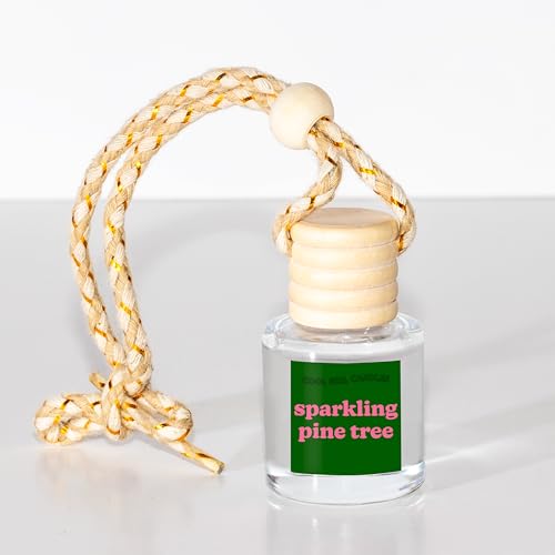 Image of COOLGIRLCANDLES Sparkling Pine Tree Car Hanging Fragrance Oil Diffuser for Essential Oils, Automobile Aromatherapy, Long Lasting Car Diffuser Bottle