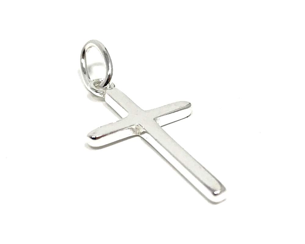Petit pendentif crucifix en argent sterling 925 pour femme fille mère sœur fille baptême baptême avec boîte cadeau - La croix mesure 2,2 cm de haut x 1,3 cm de large