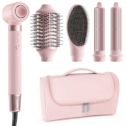 MESCOMB 5 in 1 Hot Air Styler Wrap – High-Speed Hair Dryer Brush with Auto Wrap Curlers, Fast Drying & Frizz-Free Styling, No Heat Damage, Volumizing Brush with Travel Bag