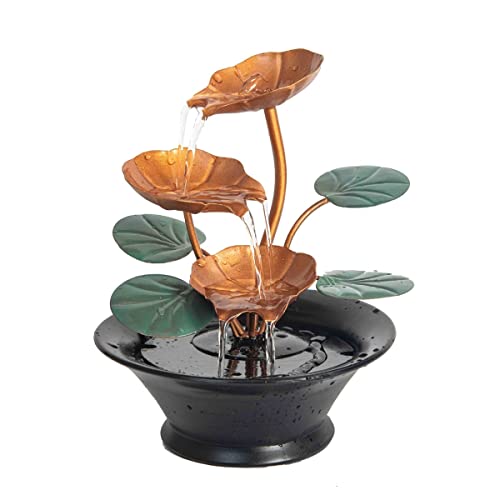 MEIZHITU Fontana Cascata Rilassamento Fontana da Tavolo Fontana Cascata Indoor Water Lily Serenity Fountain Decorazione da Tavolo compatta e Leggera Decorazione Atmosfera Rilassante(A)
