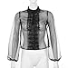 Produktbild HNKPWY T-Shirt Frauen O-Ausschnitt Laterne Ärmel Perspektive Dot Mesh Ärmel Casual Loose Tops Top Frauen T-Shirt-Schwarz_S_China
