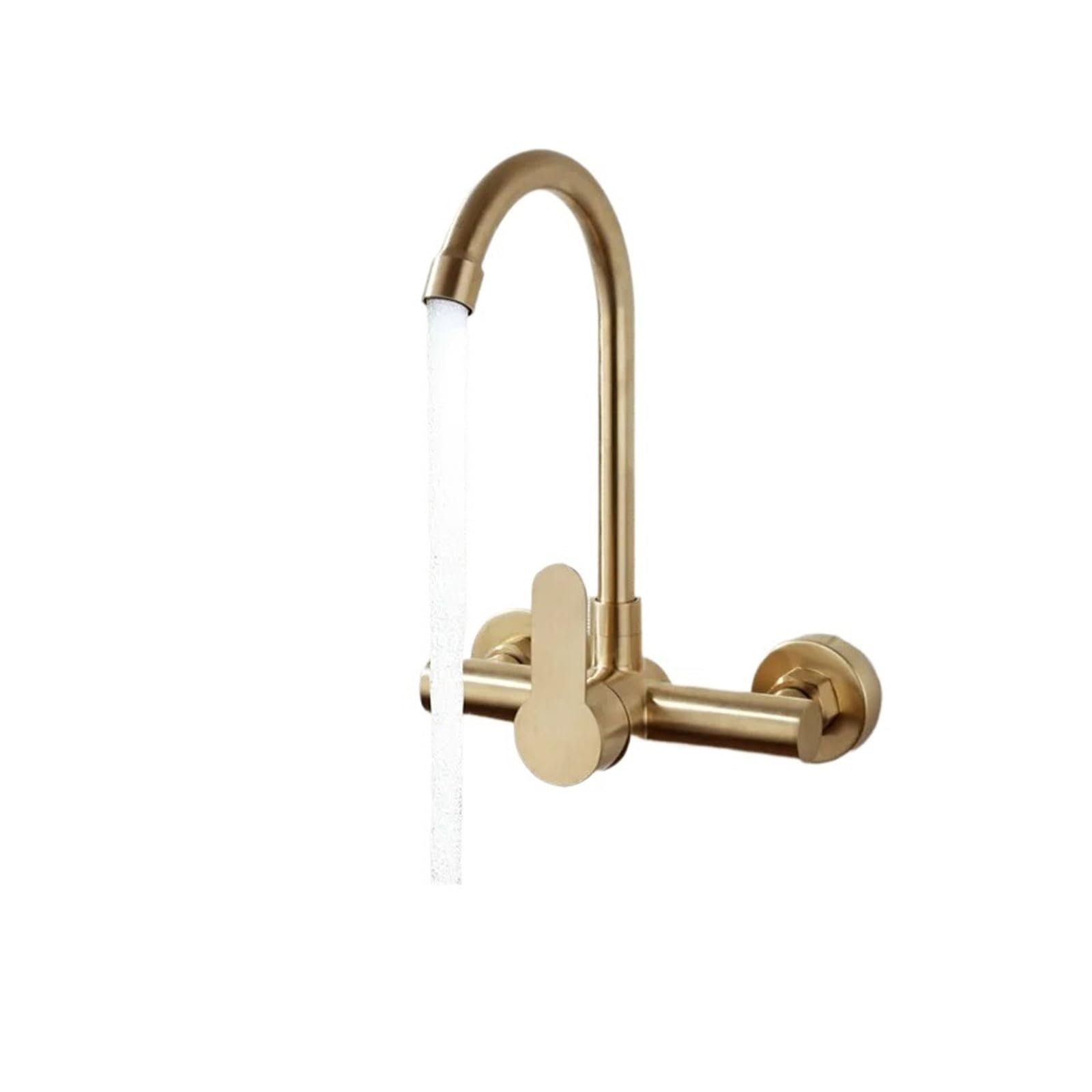 Grifo de la cocina Grifo montado en la pared de oro cepillado de cocina, grifo mezclador de agua de fregadero sin plomo de acero inoxidable con rotación (Color : Gold B, Size : 1)