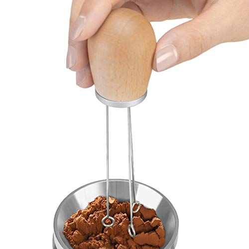 Espresso Coffee Stirrer Wood Handle Needle Coffee Tamper 58mm&51mm Coffee Tamper Distributor Leveler Tool Needle Type Coffee Distributor Silver Cover-Walnut