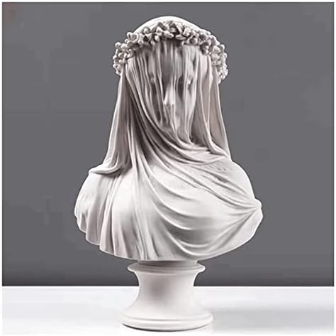 BONNYT Decor Figurine Statue Lady Bust Veiled Maiden Bust Sculpture 9.8" Gothic Statue Handmade Resin Craft Home Decor Aesthetics Home Art Collection Ornament