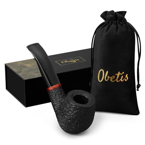 Obetis Briar Tobacco Pipe Handcrafted Bent Billiard - Natural Italian