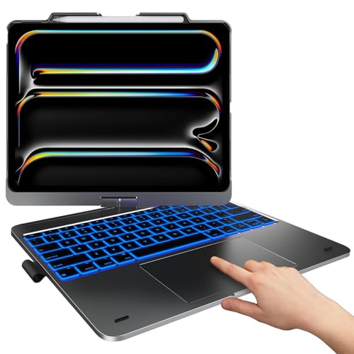 typecase Touch Case with Keyboard for iPad Pro 13"(M5/M4, 2025/2024), iPad Air 13"(M4/M3/M2, 2026/2025/2024) & iPad Pro 12.9", Trackpad, 360° Rotatable, 11-Colors Backlit, Midnight Gray for 