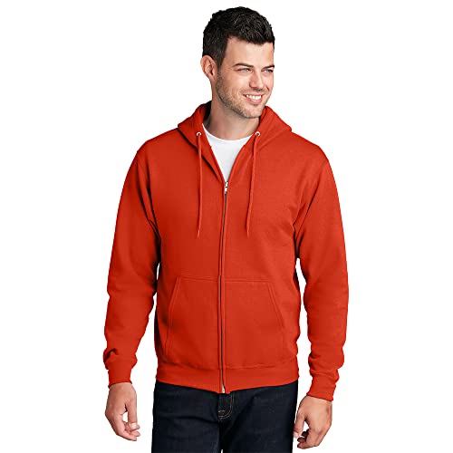Port & Company - Core Fleece Full-Zip Hooded Sweatshirt L Orange