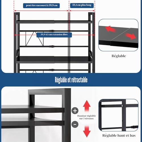Étagère à micro-ondes extensible pour gagner de la place en cuisine - 6