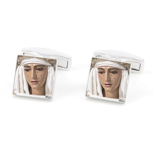 Gemelos para Hombre Personalizado con foto Esperanza de Triana. Par de Gemelos para Bodas Plata. Gemelos para Camisa Traje Esmoquin. Regalo día del padre, regalo padrino