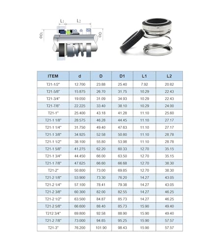 Joint mécanique T21 1 pouce résistant aux fluides corrosifs SIC - 2