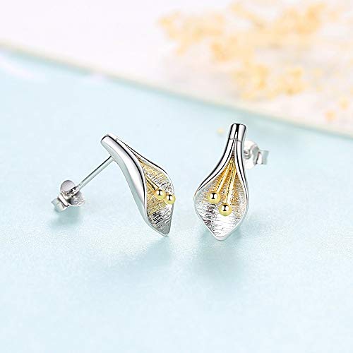Pendientes de tulipán en plata 925 cepillada y diseño artesanal exclusivo 2