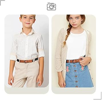 2 STKS Meisjes Riem 82 cm Elastische Lederen Kinderen Riem, Prachtige Comfortabele Skinny Strappy Taille Riem Met Dubbele O Ring Gesp, Zwart/Camel