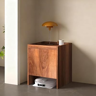 Storage Cabinet for Robot Vacuum Cleaner, Hidden Stand with Doors, Pull-Out Top for Water Change, Side Table for Home and Office, 39.4 inches