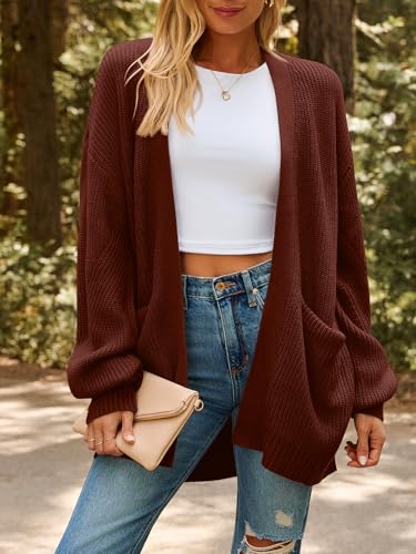 Image of LILLUSORY Womens Oversized Cardigans Soft Knit Cardigan Sweater with Pockets
