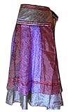 falda india americana Nuevo diseño, longitud 34/35 pulgadas aprox. - TAMAÑO ML - ¡100 maneras de usarlo! 100% Vintage Sari Faldas reversibles de dos capas envolventes ~ Úselo como top, falda cruzada, vestido de noche, vestido de noche, playa, o crea tu propio look emocionante. ¡Las posibilidades son infinitas!