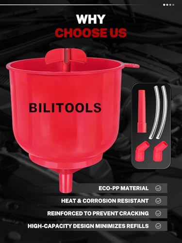 Image of BILITOOLS Coolant Funnel Kit, Automotive Radiator Coolant Filling Tool | No-Spill Radiator Cooling System Bleeding Burping Tool Kit with Vent Tube