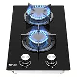 Topwish Gaskochfeld 2 flammig, Gasherd 2 flammig 4750W