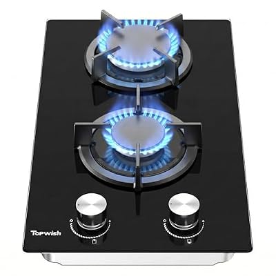 Topwish Placa de gas butano, Placa de gas 2 fuegos, 4750W | Ya disponible en tu tienda friki favorita! En mundofriki.es!
