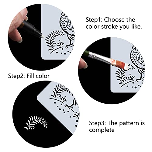 GORGECRAFT 9.9"X9.9"Rooster Stencil Chicken Bird Templates Mandala Farm Animal Plastic Drawing Painting Stencil Celtic Pattern Design Templates for Painting on Wall Canvas Crafts DIY Home Decor - Image 4