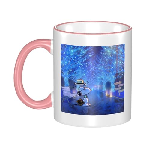 スヌーピー マグカップ 保温・保冷 電子レンジ対応 コーヒーカップ 陶器 セラミック 耐高温 軽量 個性人気 誕生日プレゼント大容量 Pink