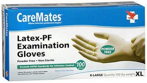 CareMates - Latex-PF Examination Gloves - No Powder - Box of 100 - X-Large