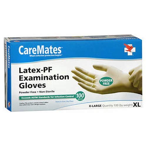 CareMates - Latex-PF Examination Gloves - No Powder - Box of 100 - X-Large