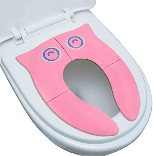 Image of Zollyss Toilet Potty Training Seat Cover, Travel Toilet Seat, Folding Non Slip Silicone Pads, Travel Portable Reusable Kids Toddlers Boys Girls, Carry Bag