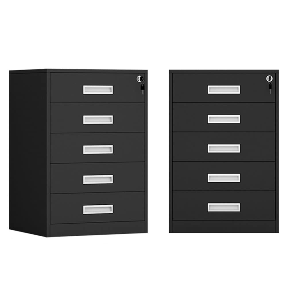 Abschließbarer Aktenschrank mit 5 Ebenen, große vertikale Aufbewahrungsschublade aus Stahl für das Büro, grau, 44 x 39 x 65 cm, langlebige Schließfächer unter dem Tisch, ideal für den gewerb