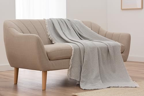 Colcha Multiusos Sofa, Manta Foulard, Plaid para Cama, Cubresofa Cubrecama, Jarapas, Fabricado en España, Armonía. (125x180cm, Gris Oscuro). - imagen 6