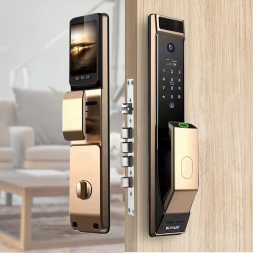 Image of Denler DL10v2 8-in-1 Smart Door Lock | 3D Face ID | Fingerprint | App Unlock | LCD Camera | Inbuilt Wi-Fi | Alexa & Google Support | Android & iPhone | RFID | PIN | Key
