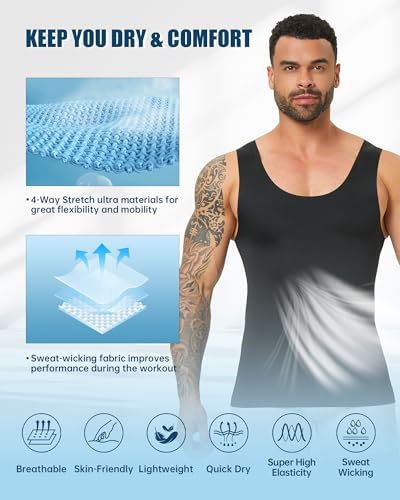 Compression Shirt Slimming Body Shaper for Men Sleeveless Shapewear Tummy Control Tank Top4