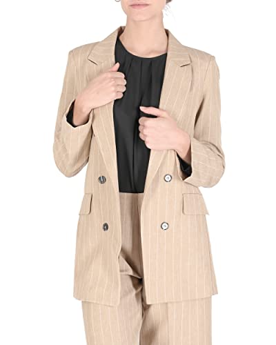 Blazer décontracté femme 19V69 ITALIA Linda beige et blanc en tissu rayé
