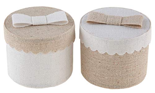 SANTEX 6920-99, Sachet de 4 Petites Boîtes Rondes 5 cm, Naturel et Ivoire