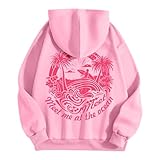 pink pomHoodies for Teen Girls Oversized Cute Preppy Sweatshirt Pink Graphic Long Sleeve Drawstring Pullover Tops