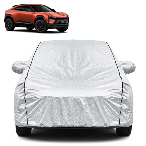 Image of Waterproof Car Cover for Mahindra BE 6 | Dustproof, UV Resistant & Scratch Protection | Soft Cotton Lining | Triple Stitched | Mirror Pockets & Elastic Fit | Silver