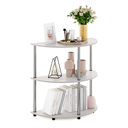 Image of Furinno Frans Turn-N Half Round Console Table with Stainless Steel Tubes, White Oak, 15.6D x 31.1W x 30.8H in