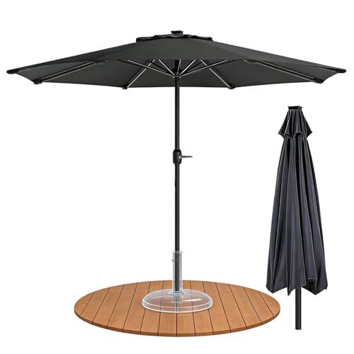 Ferzone Parasol 3.5m avec Manivelle sans pied, Rond Parasol de Jardin Exterieur Anti-UV & résistant au vent, Sun umbrella pour Marché Balcon Terrasse Piscine...