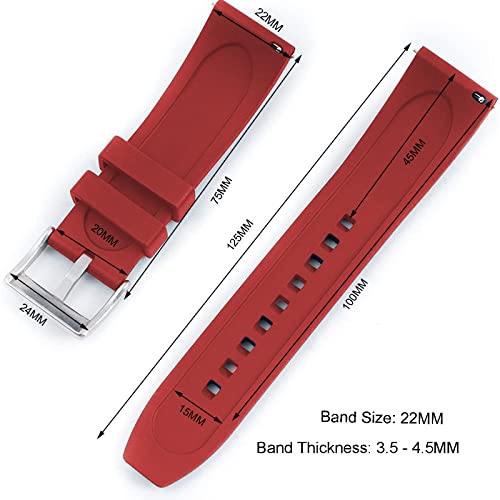 Image of Watch Band Quick Release Fluororubber 19mm 20mm 21mm 22mm Soft Durable Universal FKM Rubber Replacement Band Strap for Men Women