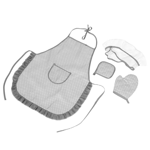 FOMIYES Toddler Cooking Apron Set Kids Kitchen Chef Outfit Hat Mitts Pot Holder Pretend Play Baking Toys Set