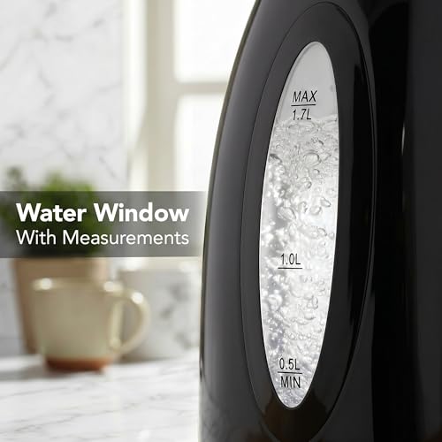 Image of Ovente 1.7L BPA-Free Electric Kettle, Fast Heating Cordless Water Boiler with Auto Shut-Off and Boil-Dry Protection, LED Light Indicator, Black (KP72B)